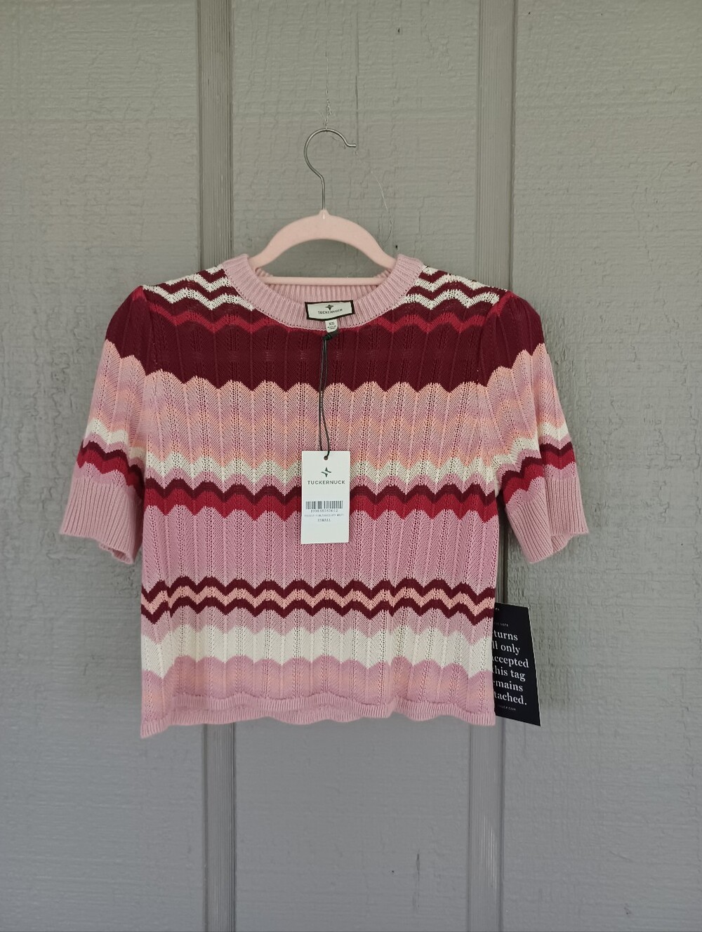 Tuckernuck La Vie En Rose Stripe Sylvie Top Size XS Crew Neck Short Sleeve